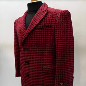 Mens Overcoat - Topcoat For Men - Winter Fabric - Mens Plaid Overcoat - Wool Pea